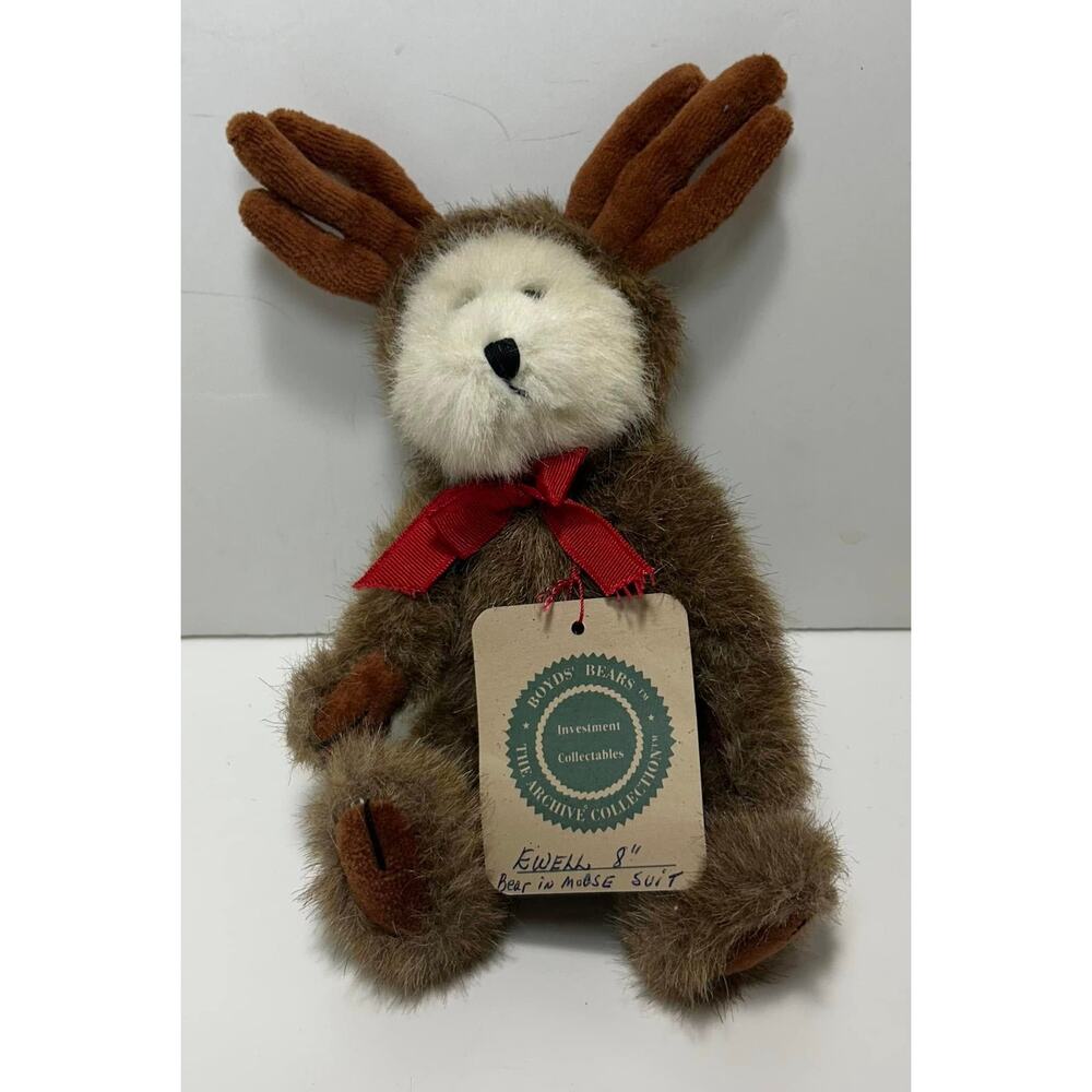 Boyd's Bears 8" Plush Ewell Bear in Moose Suit Collectible Jointed